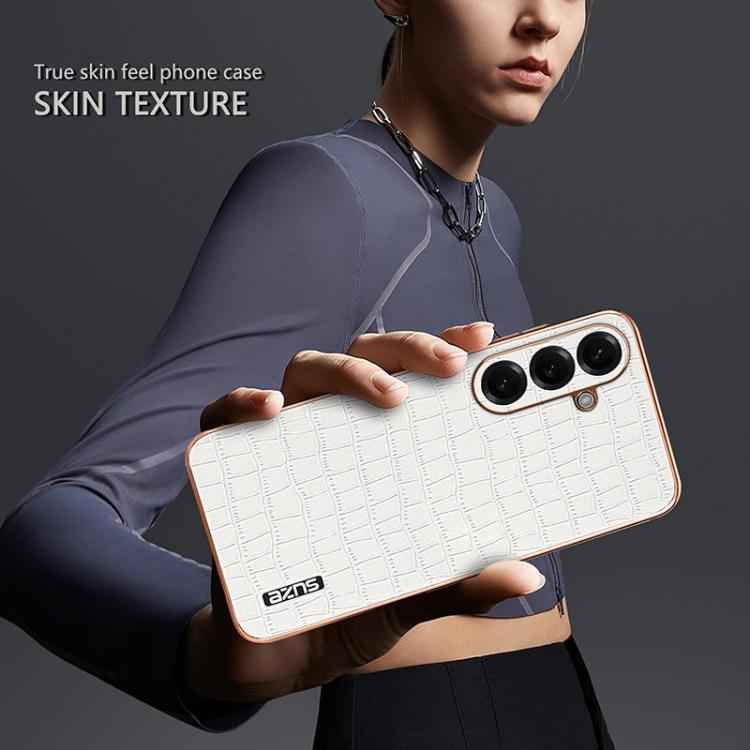 AZNS Electroplated Frame Crocodile Texture Full Coverage Phone Case, For Samsung Galaxy S26+ 5G, For Samsung Galaxy S26 Ultra 5G, For Samsung Galaxy S26 5G, For Samsung Galaxy S25 Edge 5G, For Samsung Galaxy S25 5G, For Samsung Galaxy S25+ 5G          ...