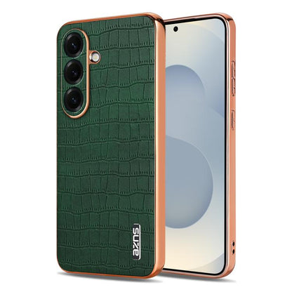 AZNS Electroplated Frame Crocodile Texture Full Coverage Phone Case, For Galaxy S26 FE 5G, For Samsung Galaxy S26+ 5G, For Samsung Galaxy S26 Ultra 5G, For Samsung Galaxy S26 5G, For Samsung Galaxy S25 Edge 5G, For Samsung Galaxy S25 5G                ...