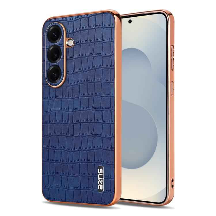 AZNS Electroplated Frame Crocodile Texture Full Coverage Phone Case, For Samsung Galaxy S26+ 5G, For Samsung Galaxy S26 Ultra 5G, For Samsung Galaxy S26 5G, For Samsung Galaxy S25 Edge 5G, For Samsung Galaxy S25 5G, For Samsung Galaxy S25+ 5G          ...