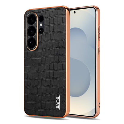 AZNS Electroplated Frame Crocodile Texture Full Coverage Phone Case, For Galaxy S26 FE 5G, For Samsung Galaxy S26+ 5G, For Samsung Galaxy S26 Ultra 5G, For Samsung Galaxy S26 5G, For Samsung Galaxy S25 Edge 5G, For Samsung Galaxy S25 5G                ...