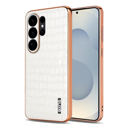 AZNS Electroplated Frame Crocodile Texture Full Coverage Phone Case, For Galaxy S26 FE 5G, For Samsung Galaxy S26+ 5G, For Samsung Galaxy S26 Ultra 5G, For Samsung Galaxy S26 5G, For Samsung Galaxy S25 Edge 5G, For Samsung Galaxy S25 5G                ...