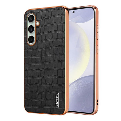 AZNS Electroplated Frame Crocodile Texture Full Coverage Phone Case, For Galaxy S26 FE 5G, For Samsung Galaxy S26+ 5G, For Samsung Galaxy S26 Ultra 5G, For Samsung Galaxy S26 5G, For Samsung Galaxy S25 Edge 5G, For Samsung Galaxy S25 5G                ...