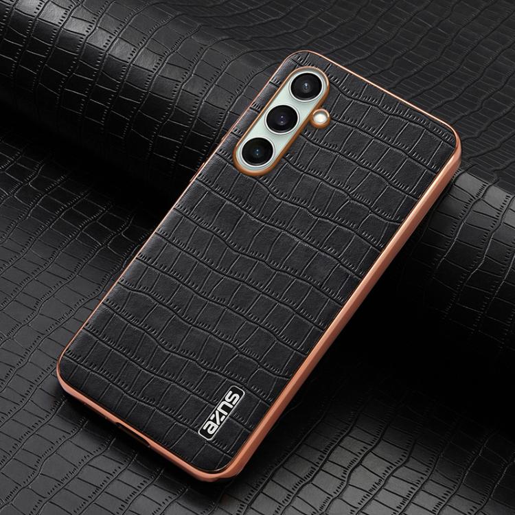 AZNS Electroplated Frame Crocodile Texture Full Coverage Phone Case, For Galaxy S26 FE 5G, For Samsung Galaxy S26+ 5G, For Samsung Galaxy S26 Ultra 5G, For Samsung Galaxy S26 5G, For Samsung Galaxy S25 Edge 5G, For Samsung Galaxy S25 5G                ...