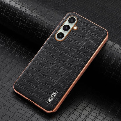AZNS Electroplated Frame Crocodile Texture Full Coverage Phone Case, For Galaxy S26 FE 5G, For Samsung Galaxy S26+ 5G, For Samsung Galaxy S26 Ultra 5G, For Samsung Galaxy S26 5G, For Samsung Galaxy S25 Edge 5G, For Samsung Galaxy S25 5G                ...
