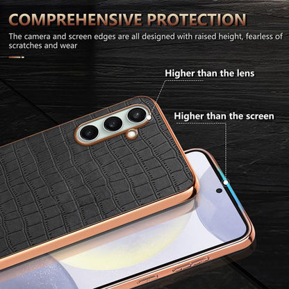 AZNS Electroplated Frame Crocodile Texture Full Coverage Phone Case, For Galaxy S26 FE 5G, For Samsung Galaxy S26+ 5G, For Samsung Galaxy S26 Ultra 5G, For Samsung Galaxy S26 5G, For Samsung Galaxy S25 Edge 5G, For Samsung Galaxy S25 5G                ...