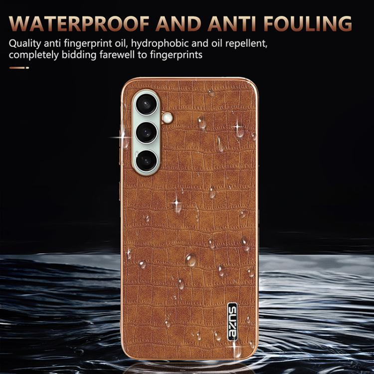 AZNS Electroplated Frame Crocodile Texture Full Coverage Phone Case, For Galaxy S26 FE 5G, For Samsung Galaxy S26+ 5G, For Samsung Galaxy S26 Ultra 5G, For Samsung Galaxy S26 5G, For Samsung Galaxy S25 Edge 5G, For Samsung Galaxy S25 5G                ...
