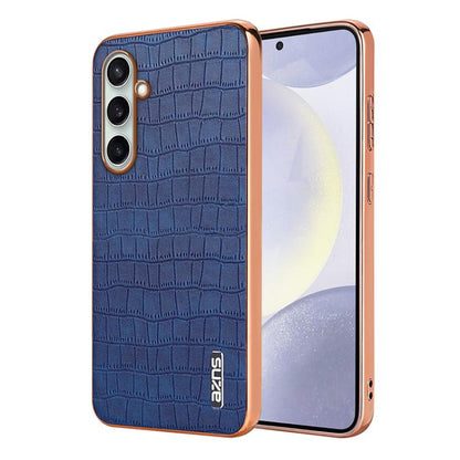 AZNS Electroplated Frame Crocodile Texture Full Coverage Phone Case, For Galaxy S26 FE 5G, For Samsung Galaxy S26+ 5G, For Samsung Galaxy S26 Ultra 5G, For Samsung Galaxy S26 5G, For Samsung Galaxy S25 Edge 5G, For Samsung Galaxy S25 5G                ...