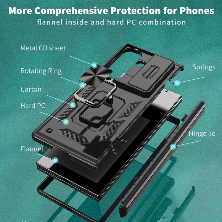 Sliding Window Hinge Phone Case with Ring Stand