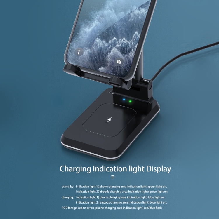T6 2 in 1 Portable Folding Stand Wireless Charging