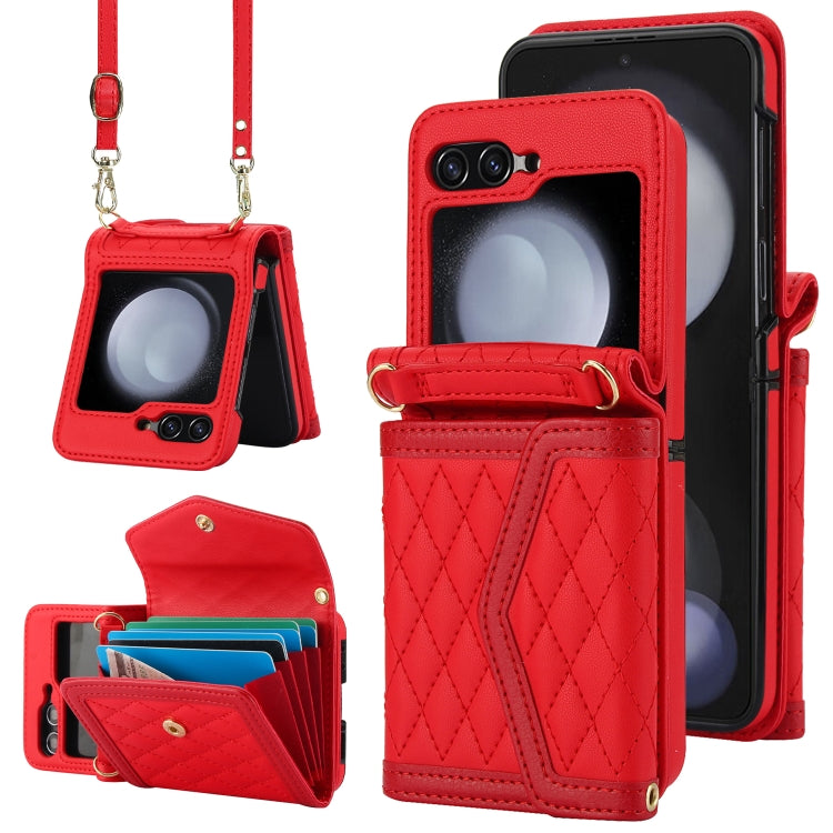 Splicing Rhombic Texture Phone Case with Long & Short Lanyard, Not Included Pen