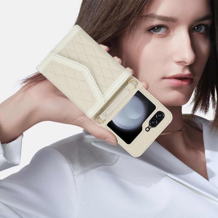 Splicing Rhombic Texture Phone Case with Long & Short Lanyard, Not Included Pen