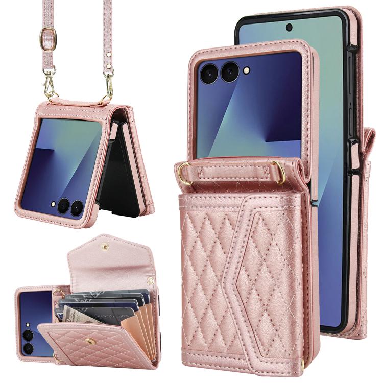 Splicing Rhombic Texture Phone Case with Long & Short Lanyard, Not Included Pen