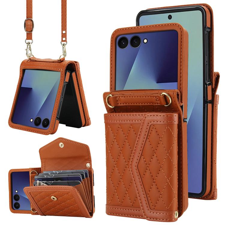 Splicing Rhombic Texture Phone Case with Long & Short Lanyard, Not Included Pen