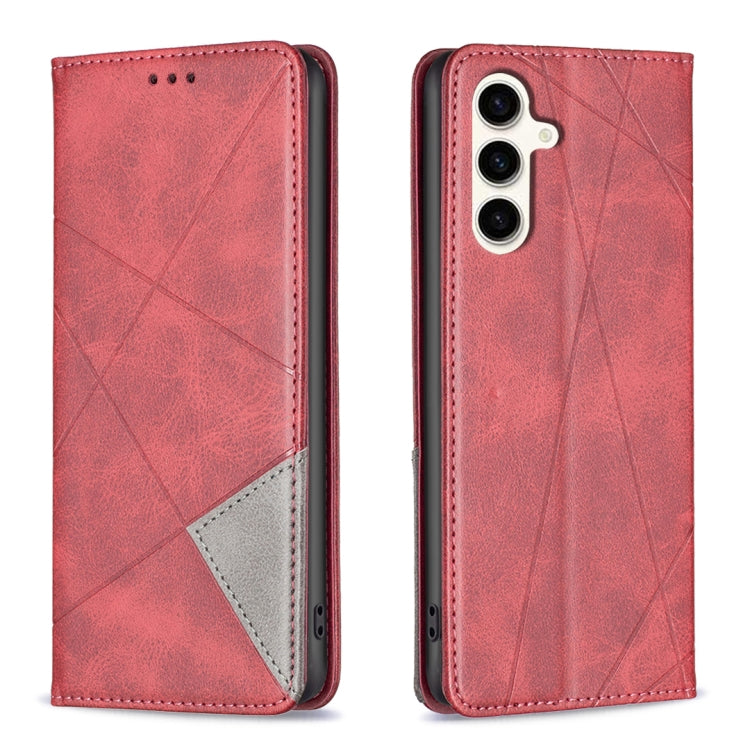 Rhombus Texture Magnetic Leather Phone Case, For Samsung Galaxy S25 Edge 5G, For Samsung Galaxy S25 5G, For Samsung Galaxy S25+ 5G, For Samsung Galaxy S25 Ultra 5G, For Samsung Galaxy S24 FE 5G