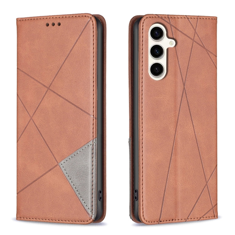 Rhombus Texture Magnetic Leather Phone Case, For Samsung Galaxy S25 Edge 5G, For Samsung Galaxy S25 5G, For Samsung Galaxy S25+ 5G, For Samsung Galaxy S25 Ultra 5G, For Samsung Galaxy S24 FE 5G
