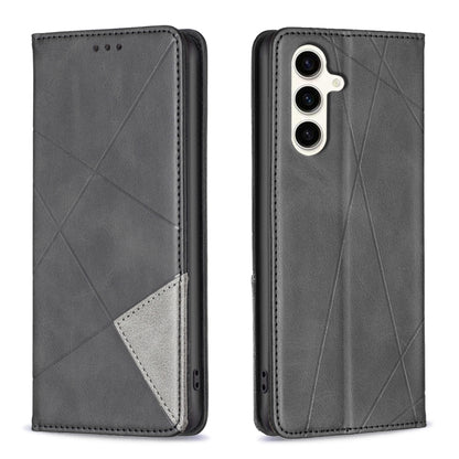 Rhombus Texture Magnetic Leather Phone Case, For Samsung Galaxy S25 Edge 5G, For Samsung Galaxy S25 5G, For Samsung Galaxy S25+ 5G, For Samsung Galaxy S25 Ultra 5G, For Samsung Galaxy S24 FE 5G