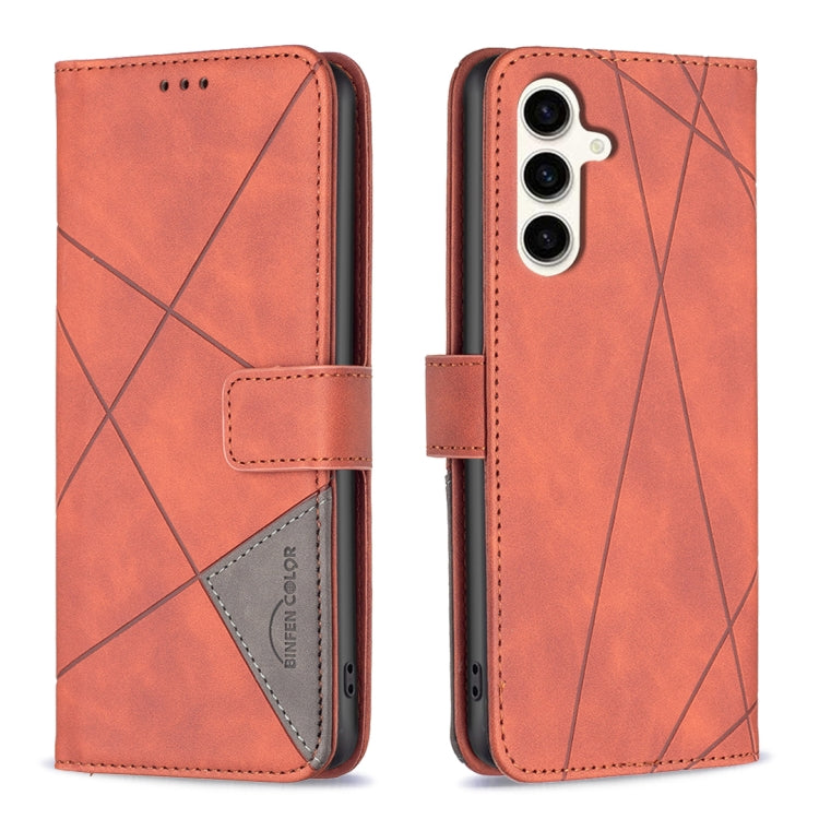 Magnetic Buckle Rhombus Texture Leather Phone Case, For Samsung Galaxy S25 Ultra 5G, For Samsung Galaxy S24 FE 5G