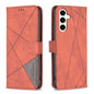 Magnetic Buckle Rhombus Texture Leather Phone Case, For Samsung Galaxy S25 Ultra 5G, For Samsung Galaxy S24 FE 5G
