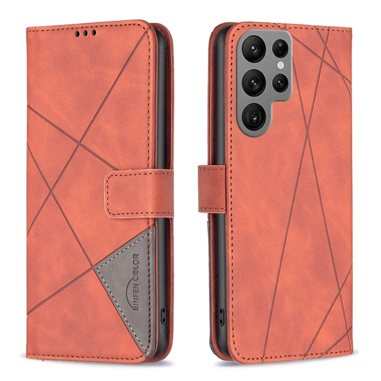 Magnetic Buckle Rhombus Texture Leather Phone Case, For Samsung Galaxy S25 Ultra 5G, For Samsung Galaxy S24 FE 5G
