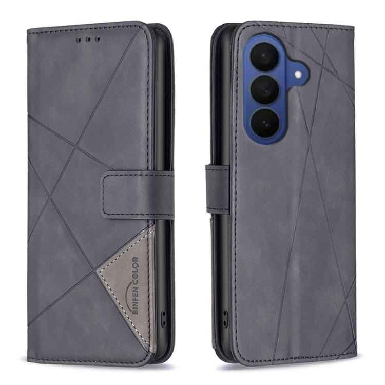 Magnetic Buckle Rhombus Texture Leather Phone Case, For Samsung Galaxy S26 Ultra 5G, For Samsung Galaxy S26 5G, For Samsung Galaxy S25 FE 5G, For Samsung Galaxy S25 Edge 5G, For Samsung Galaxy S25 5G, For Samsung Galaxy S25+ 5G                         ...