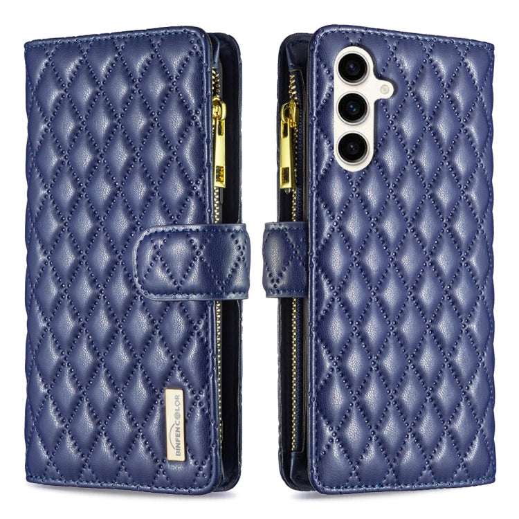 Diamond Lattice Zipper Wallet Leather Flip Phone Case, For Samsung Galaxy S25 5G, For Samsung Galaxy S25+ 5G, For Samsung Galaxy S25 Ultra 5G, For Samsung Galaxy S24 FE 5G