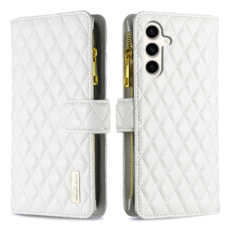 Diamond Lattice Zipper Wallet Leather Flip Phone Case, For Samsung Galaxy S25 5G, For Samsung Galaxy S25+ 5G, For Samsung Galaxy S25 Ultra 5G, For Samsung Galaxy S24 FE 5G