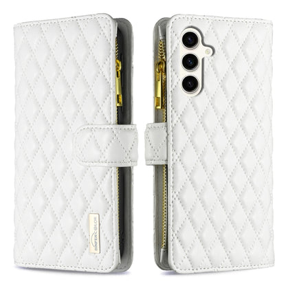 Diamond Lattice Zipper Wallet Leather Flip Phone Case, For Galaxy S27+ 5G, For Galaxy S26 FE 5G, For Samsung Galaxy S25 5G, For Samsung Galaxy S25+ 5G, For Samsung Galaxy S25 Ultra 5G, For Samsung Galaxy S24 FE 5G