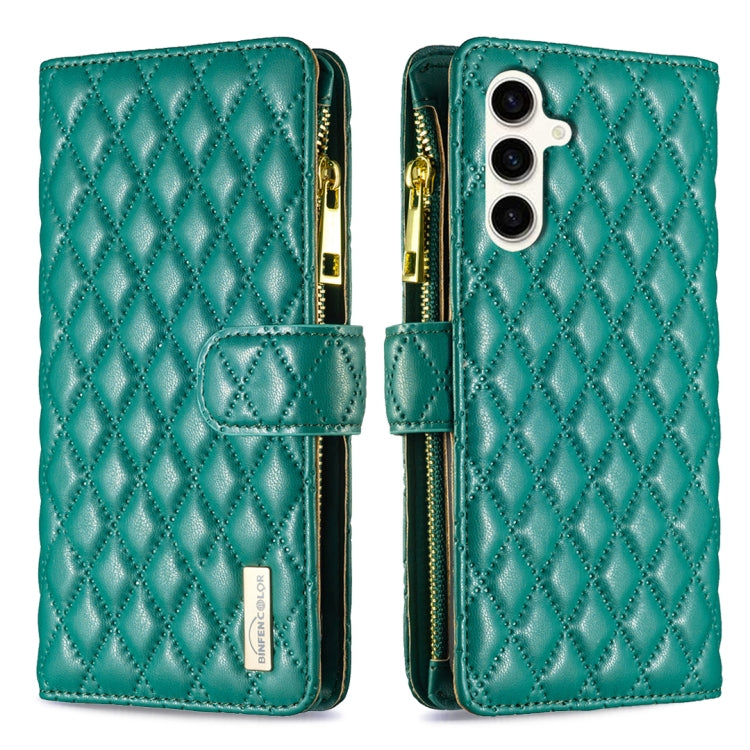 Diamond Lattice Zipper Wallet Leather Flip Phone Case, For Samsung Galaxy S25 5G, For Samsung Galaxy S25+ 5G, For Samsung Galaxy S25 Ultra 5G, For Samsung Galaxy S24 FE 5G