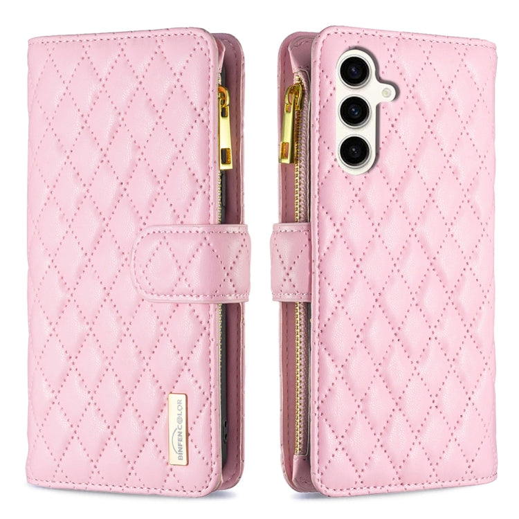 Diamond Lattice Zipper Wallet Leather Flip Phone Case, For Samsung Galaxy S25 5G, For Samsung Galaxy S25+ 5G, For Samsung Galaxy S25 Ultra 5G, For Samsung Galaxy S24 FE 5G