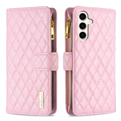 Diamond Lattice Zipper Wallet Leather Flip Phone Case, For Galaxy S27+ 5G, For Galaxy S26 FE 5G, For Samsung Galaxy S25 5G, For Samsung Galaxy S25+ 5G, For Samsung Galaxy S25 Ultra 5G, For Samsung Galaxy S24 FE 5G