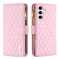 Diamond Lattice Zipper Wallet Leather Flip Phone Case, For Galaxy S27+ 5G, For Galaxy S26 FE 5G, For Samsung Galaxy S25 5G, For Samsung Galaxy S25+ 5G, For Samsung Galaxy S25 Ultra 5G, For Samsung Galaxy S24 FE 5G