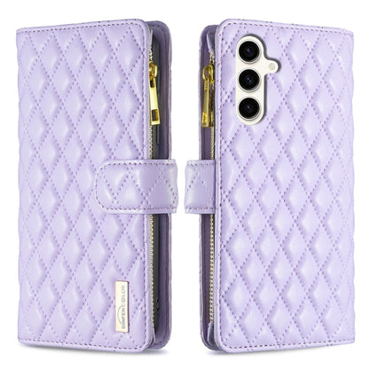 Diamond Lattice Zipper Wallet Leather Flip Phone Case, For Galaxy S27+ 5G, For Galaxy S26 FE 5G, For Samsung Galaxy S25 5G, For Samsung Galaxy S25+ 5G, For Samsung Galaxy S25 Ultra 5G, For Samsung Galaxy S24 FE 5G