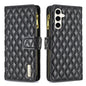 Diamond Lattice Zipper Wallet Leather Flip Phone Case, For Galaxy S27+ 5G, For Galaxy S26 FE 5G, For Samsung Galaxy S25 5G, For Samsung Galaxy S25+ 5G, For Samsung Galaxy S25 Ultra 5G, For Samsung Galaxy S24 FE 5G