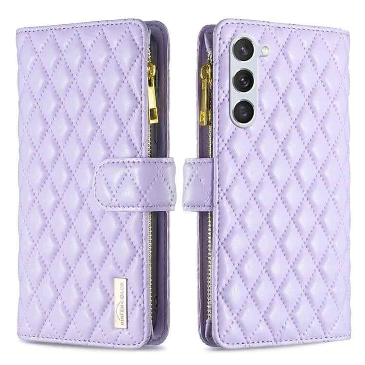 Diamond Lattice Zipper Wallet Leather Flip Phone Case, For Samsung Galaxy S25 5G, For Samsung Galaxy S25+ 5G, For Samsung Galaxy S25 Ultra 5G, For Samsung Galaxy S24 FE 5G