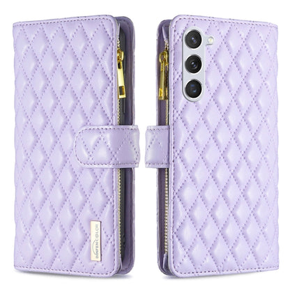 Diamond Lattice Zipper Wallet Leather Flip Phone Case, For Galaxy S27+ 5G, For Galaxy S26 FE 5G, For Samsung Galaxy S25 5G, For Samsung Galaxy S25+ 5G, For Samsung Galaxy S25 Ultra 5G, For Samsung Galaxy S24 FE 5G