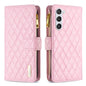 Diamond Lattice Zipper Wallet Leather Flip Phone Case, For Galaxy S27+ 5G, For Galaxy S26 FE 5G, For Samsung Galaxy S25 5G, For Samsung Galaxy S25+ 5G, For Samsung Galaxy S25 Ultra 5G, For Samsung Galaxy S24 FE 5G