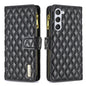 Diamond Lattice Zipper Wallet Leather Flip Phone Case, For Galaxy S27+ 5G, For Galaxy S26 FE 5G, For Samsung Galaxy S25 5G, For Samsung Galaxy S25+ 5G, For Samsung Galaxy S25 Ultra 5G, For Samsung Galaxy S24 FE 5G