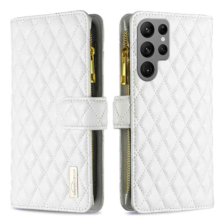 Diamond Lattice Zipper Wallet Leather Flip Phone Case, For Samsung Galaxy S25 5G, For Samsung Galaxy S25+ 5G, For Samsung Galaxy S25 Ultra 5G, For Samsung Galaxy S24 FE 5G