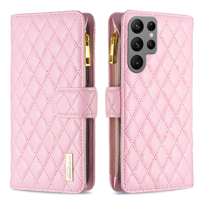 Diamond Lattice Zipper Wallet Leather Flip Phone Case, For Galaxy S27+ 5G, For Galaxy S26 FE 5G, For Samsung Galaxy S25 5G, For Samsung Galaxy S25+ 5G, For Samsung Galaxy S25 Ultra 5G, For Samsung Galaxy S24 FE 5G