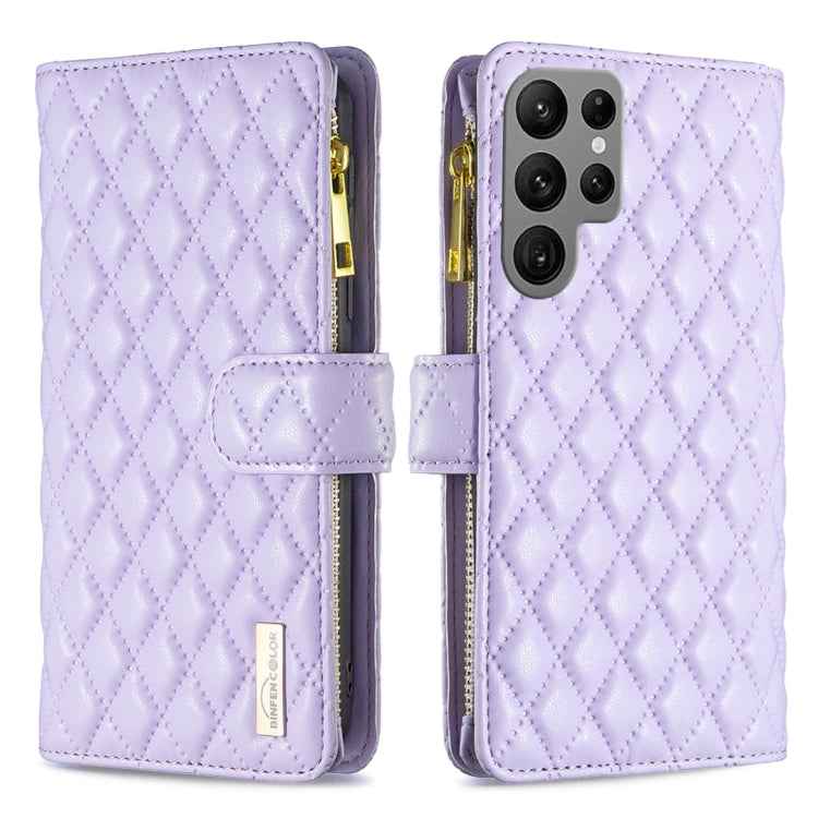 Diamond Lattice Zipper Wallet Leather Flip Phone Case, For Samsung Galaxy S25 5G, For Samsung Galaxy S25+ 5G, For Samsung Galaxy S25 Ultra 5G, For Samsung Galaxy S24 FE 5G