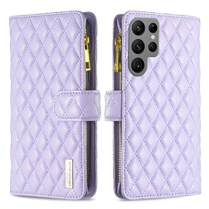 Diamond Lattice Zipper Wallet Leather Flip Phone Case, For Galaxy S27+ 5G, For Galaxy S26 FE 5G, For Samsung Galaxy S25 5G, For Samsung Galaxy S25+ 5G, For Samsung Galaxy S25 Ultra 5G, For Samsung Galaxy S24 FE 5G