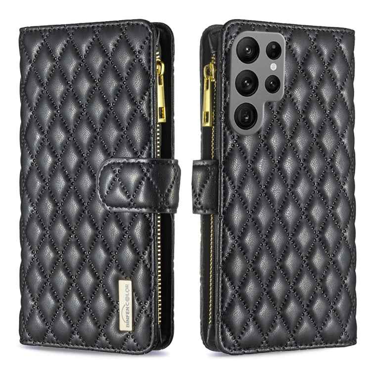 Diamond Lattice Zipper Wallet Leather Flip Phone Case, For Samsung Galaxy S25 5G, For Samsung Galaxy S25+ 5G, For Samsung Galaxy S25 Ultra 5G, For Samsung Galaxy S24 FE 5G