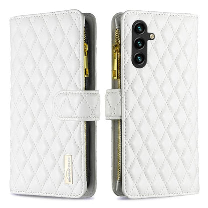 Diamond Lattice Zipper Wallet Leather Flip Phone Case, For Galaxy S27+ 5G, For Galaxy S26 FE 5G, For Samsung Galaxy S25 5G, For Samsung Galaxy S25+ 5G, For Samsung Galaxy S25 Ultra 5G, For Samsung Galaxy S24 FE 5G