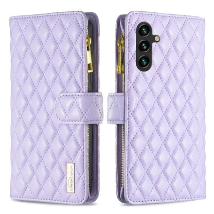 Diamond Lattice Zipper Wallet Leather Flip Phone Case, For Galaxy S27+ 5G, For Galaxy S26 FE 5G, For Samsung Galaxy S25 5G, For Samsung Galaxy S25+ 5G, For Samsung Galaxy S25 Ultra 5G, For Samsung Galaxy S24 FE 5G
