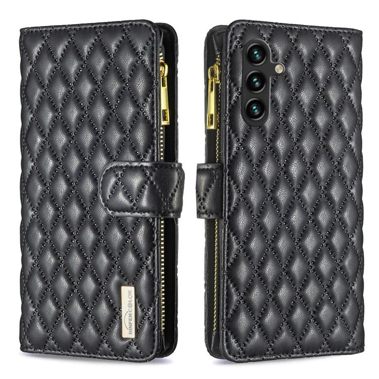 Diamond Lattice Zipper Wallet Leather Flip Phone Case, For Galaxy S27+ 5G, For Galaxy S26 FE 5G, For Samsung Galaxy S25 5G, For Samsung Galaxy S25+ 5G, For Samsung Galaxy S25 Ultra 5G, For Samsung Galaxy S24 FE 5G