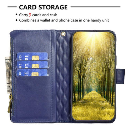 Diamond Lattice Zipper Wallet Leather Flip Phone Case, For Galaxy S27+ 5G, For Galaxy S26 FE 5G, For Samsung Galaxy S25 5G, For Samsung Galaxy S25+ 5G, For Samsung Galaxy S25 Ultra 5G, For Samsung Galaxy S24 FE 5G