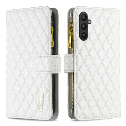 Diamond Lattice Zipper Wallet Leather Flip Phone Case, For Galaxy S27+ 5G, For Galaxy S26 FE 5G, For Samsung Galaxy S25 5G, For Samsung Galaxy S25+ 5G, For Samsung Galaxy S25 Ultra 5G, For Samsung Galaxy S24 FE 5G