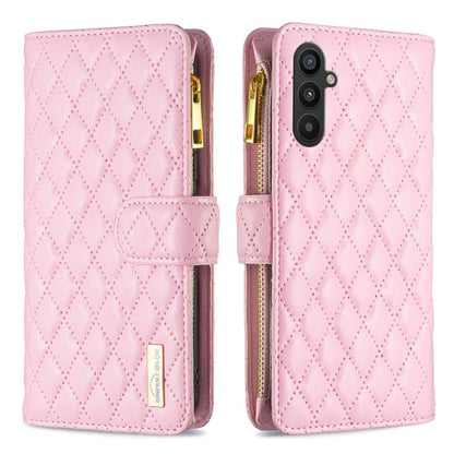 Diamond Lattice Zipper Wallet Leather Flip Phone Case, For Galaxy S27+ 5G, For Galaxy S26 FE 5G, For Samsung Galaxy S25 5G, For Samsung Galaxy S25+ 5G, For Samsung Galaxy S25 Ultra 5G, For Samsung Galaxy S24 FE 5G