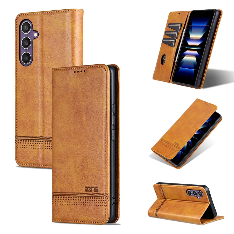 AZNS Magnetic Calf Texture Flip Leather Phone Case, For Samsung Galaxy S25 Ultra 5G, For Samsung Galaxy S24 FE 5G