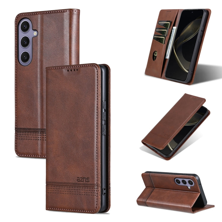 AZNS Magnetic Calf Texture Flip Leather Phone Case, For Galaxy S26 FE 5G, For Samsung Galaxy S26+ 5G, For Samsung Galaxy S26 Ultra 5G, For Samsung Galaxy S26 5G, For Samsung Galaxy S25 FE 5G, For Samsung Galaxy S25 Edge 5G, For Samsung Galaxy S25 5G   ...